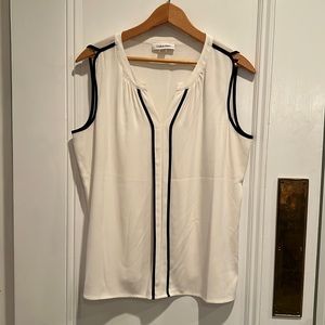Calvin Klein sleeveless top, white with black trim, Size M